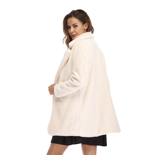 Vinterjakke til kvinder med varm krave i kunstig pels, indvendig foring og knapper White XL