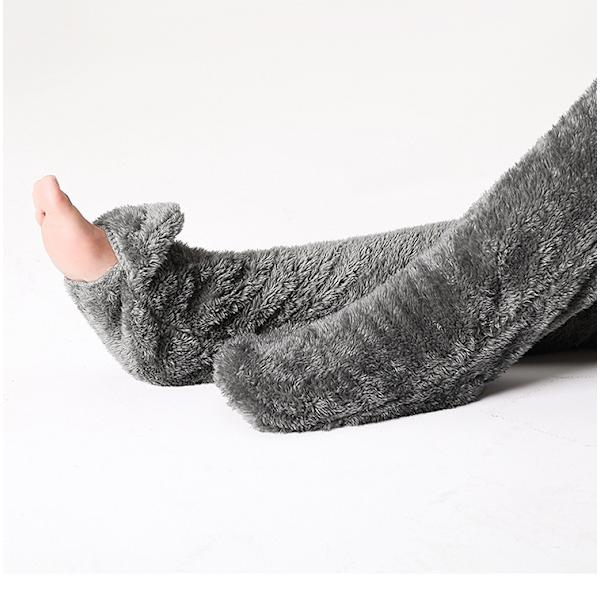 Mysiga Sockor, Knähöga Toffelsockor, Damvinterstrumpor Över Knäet, Fuzzy Långa Strumpor Dark Grey