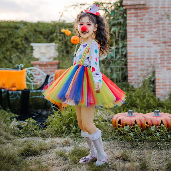 Jester-klovnekostyme for jenter til Halloween M