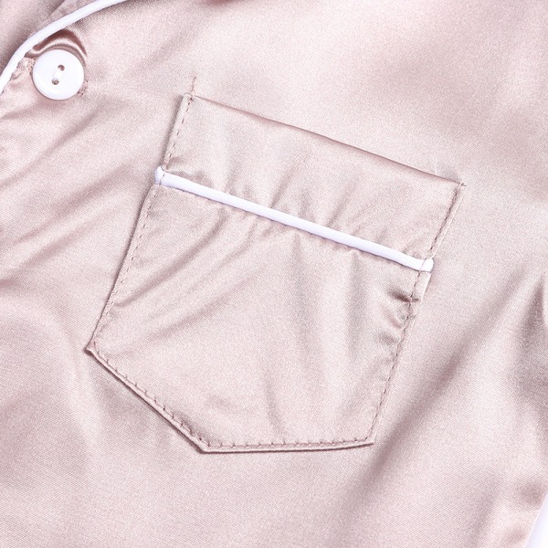Satin Pyjamas Sett Silke Pjs Kort Erme Barnesovesett apricot 140