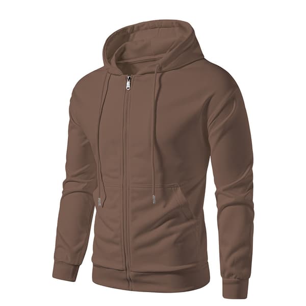 Fleecehettegenser med full glidelås for menn Coffee 2XL