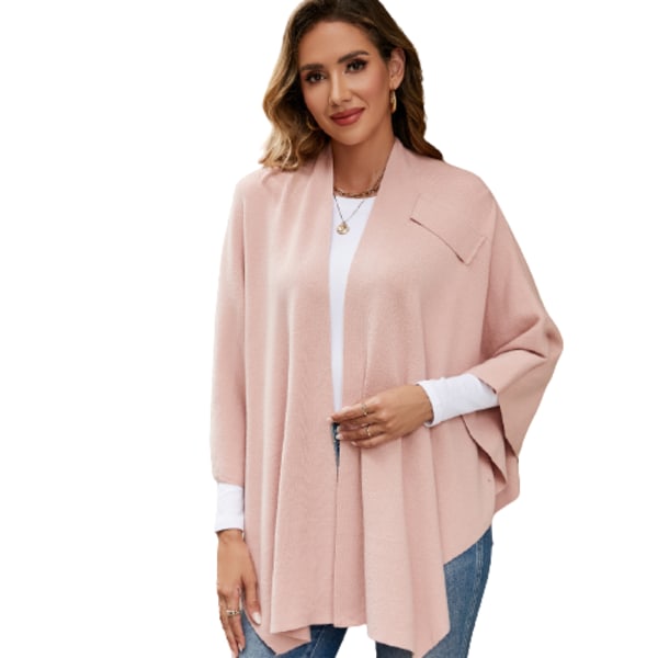 Ristiristikko Poncho-Neuletakki Huivina Pink