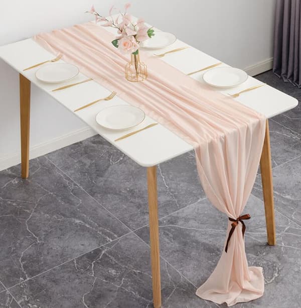 120*28 Tommer Solid Farge Chiffon Bordløper Meat Pink
