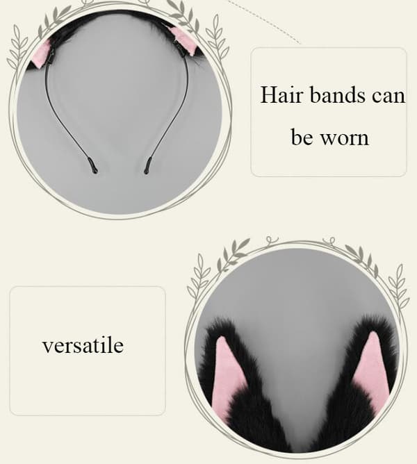 21CM Beast Ears Plush Søt Hodeplagg Black Pink