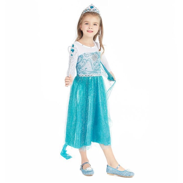 Flickor med paljetter Princess Costume Långärmad Klä upp green 90cm