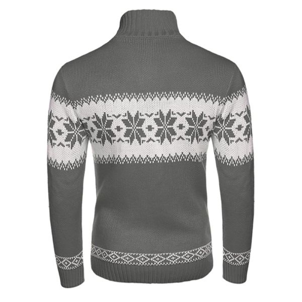 Herrar Långärmad Julmönstrad Stickad Tröja Gray XL