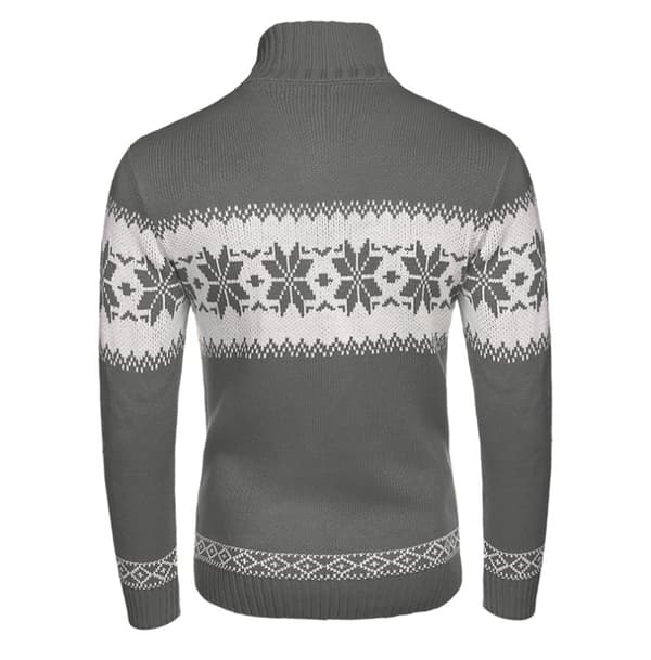 Mænds Langærmet Jule Jacquard Strikket Trøje Gray M