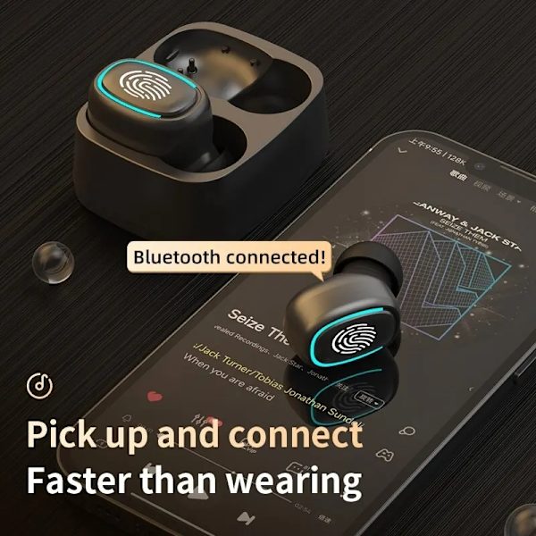 Bluetooth-kuulokkeet korvassa, langattomat kuulokkeet kosketusohjauksella ja mikrofonilla WHITE