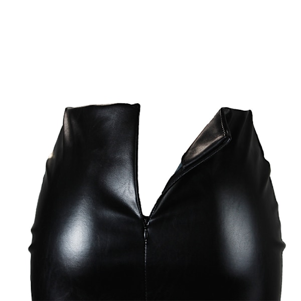Basic, hög midja, konstläder Bodycon Mini Pencil Kjol för kvinnor black M