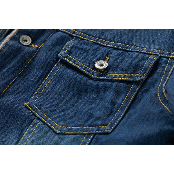 Mäns Fleecefodrad Jeansjacka Vinterjacka Dark Blue 2XL