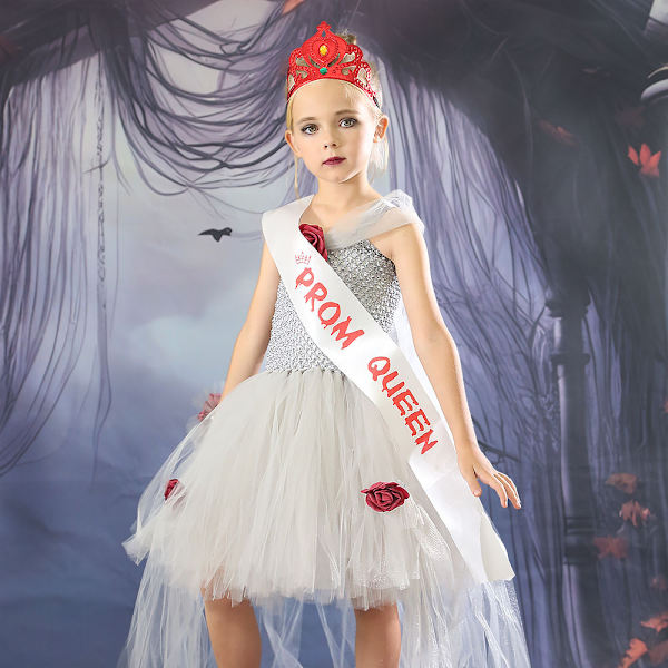 Halloween Häxa Vampyr Kostymer Flickor Drottning Karneval Party White M