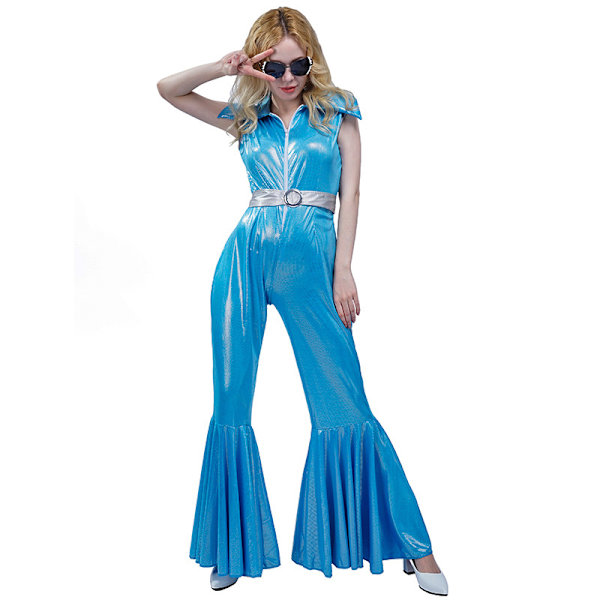 Vuxen 70-tals Discodräkt för Kvinnor, Disco Jumpsuit