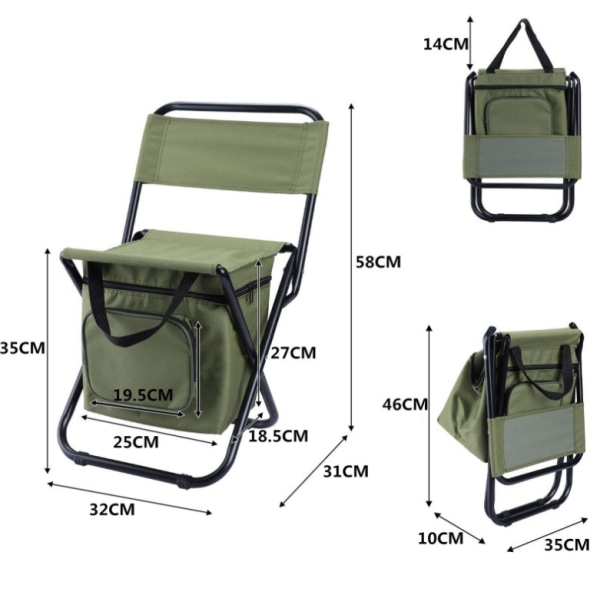 Utomhusfällbar 3-i-1 fiskestol Camouflage