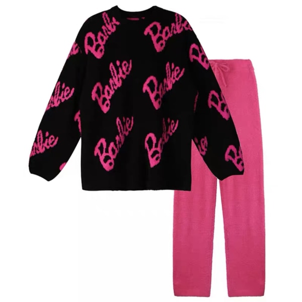 Barbie Rosa Langarmet Pyjamassett Black