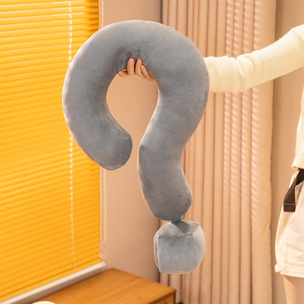 Frågetecken Plyschkudde Cartoon Fylld Plushie Mjuka Kuddar Grey