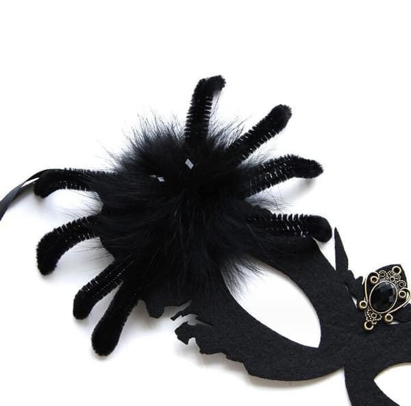 Halloween Svart Edderkopp Dødsengel Maske Black