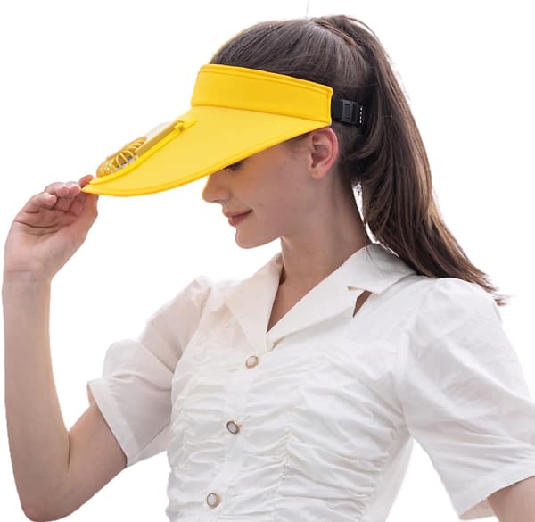 Solskyddsmössor med fläkt, trehastighetsjustering Yellow