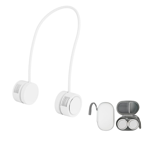 Bærbar halsbåndsventilator, foldbar genopladelig mini-halsbåndsventilator white
