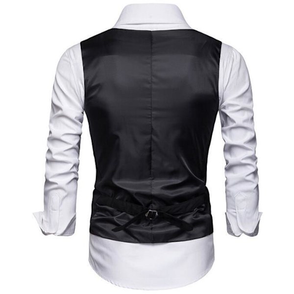 Män V-ringad ärmlös Slim Fit Jacka Casual västar black M