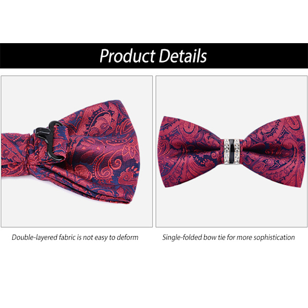 Forhåndsknyttede slips for menn til bryllup, fest, fancy, enkle, justerbare slips Red 1