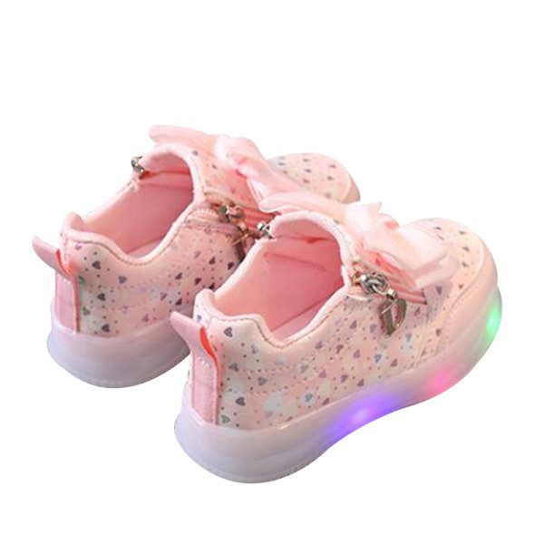Lille Pige LED Sko Børn Lysende Sneakers Pink 24