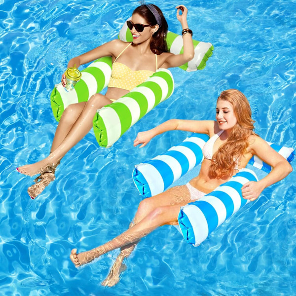 Uppblåsbara Poolflottar 4-i-1 Poolhängmatta, Portabel Flytande Stol Säng deep blue