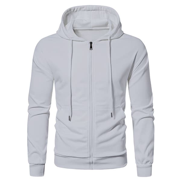 Fleecehettegenser med full glidelås for menn Grey M