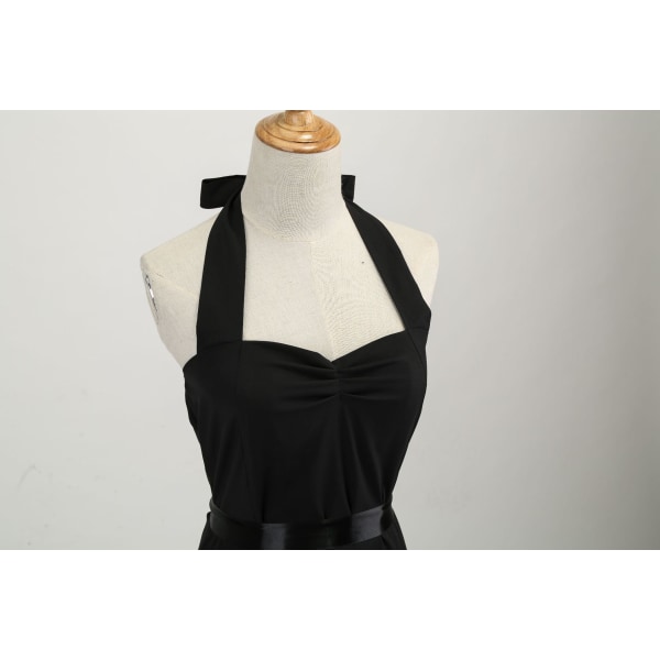 Vintage för kvinnor 1950-talsgrimma Cocktailparty Rockabilly-klänningar BLACK L