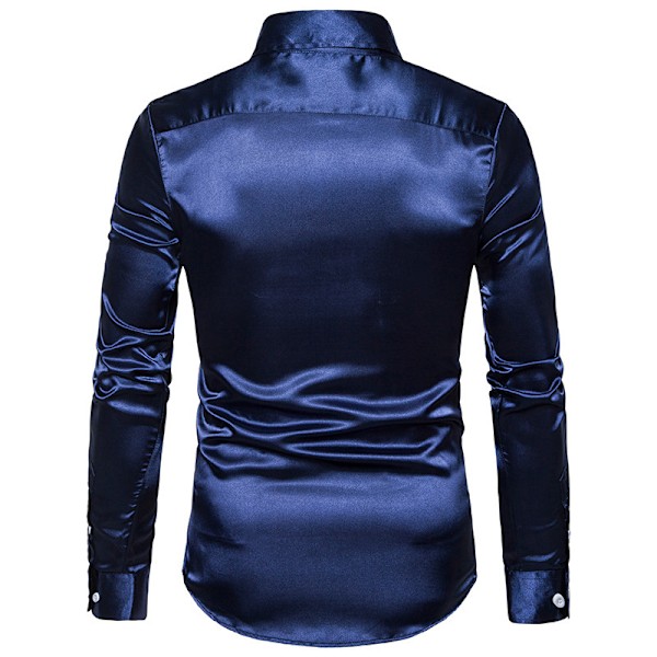 Dansbalskjortor i glänsande satin för män Navy XL