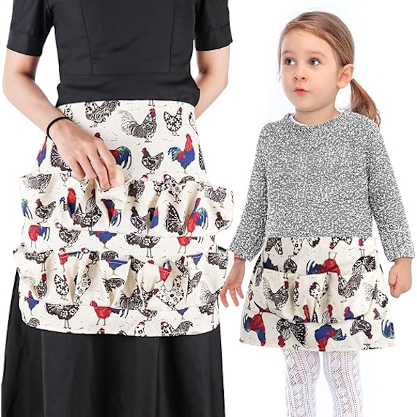 2-pack Äggplockningsförkläde, Vuxen och Barnstorlek 2PCS