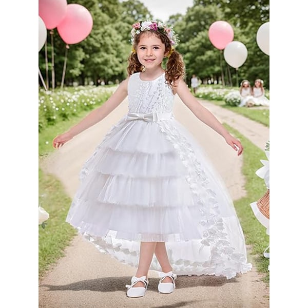 Flickors Blomsterklänning Barn Elegant Festklänning Ärmlös Tutusklänning Pink 110