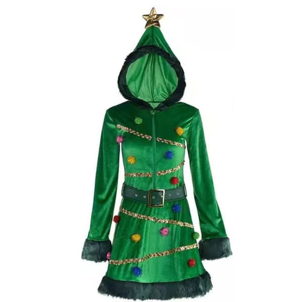 Kvinnors Huvtröja Långärmad Klänning Patchwork Midi Klänning för Vinter Jul XL