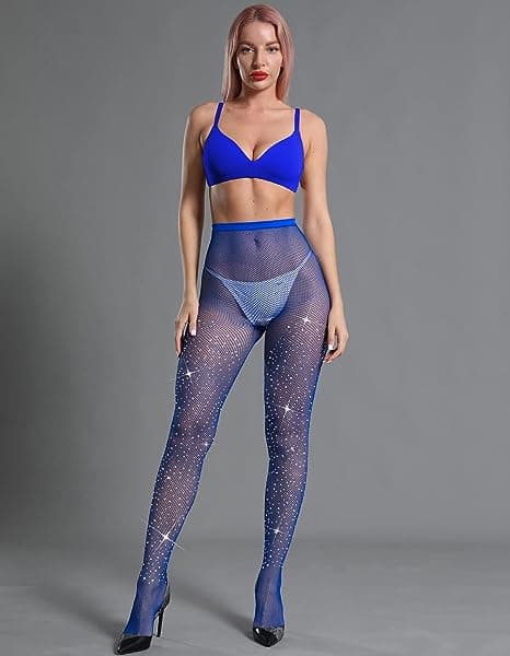 Strømpebukser for kvinner med glitter og steiner Dark blue