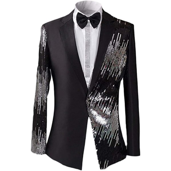 Herre 2-delt Suit Casual Slim Fit Prom Suit Black XL