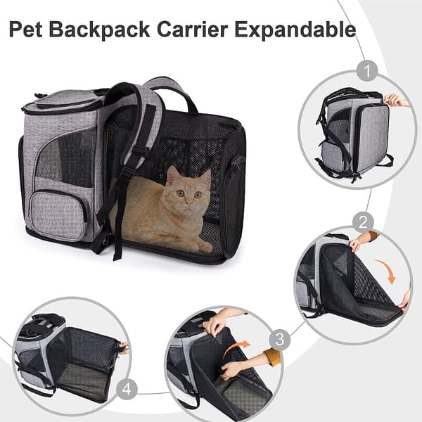 Cat Backpack Carrier Expanderbar Mesh Andningsbar ryggsäck Grey