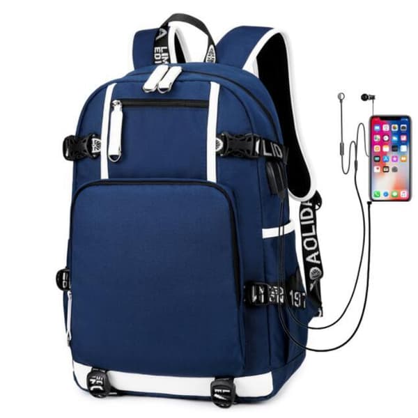 Ryggsäck med USB laddningsport blue