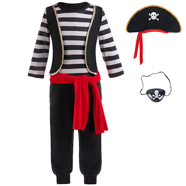 Piratdräkt för barn, pojke kapten piratdräkt 100cm