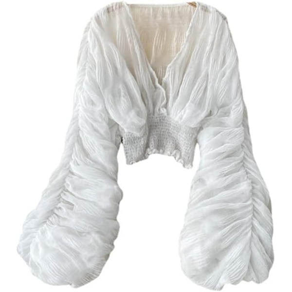 Kvinnor Bell Sleeve Toppar Festliga Toppar för Kvällskläder Spetsblusar white