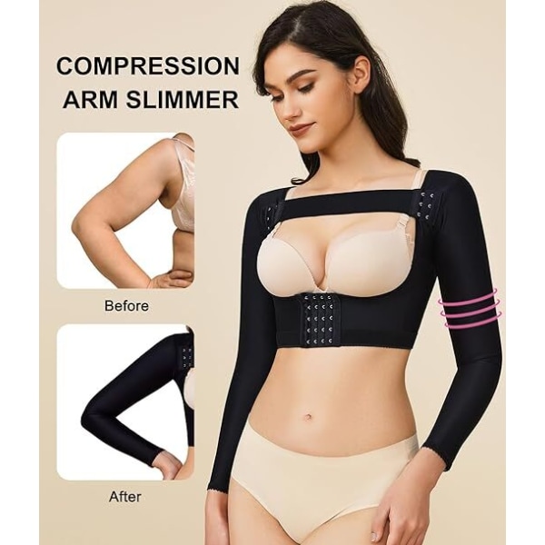 Overarmsformer Post-Kirurgisk Slankende Kompresjonsermer Holdningskorrigerende Topper Shapewear for Kvinner black M