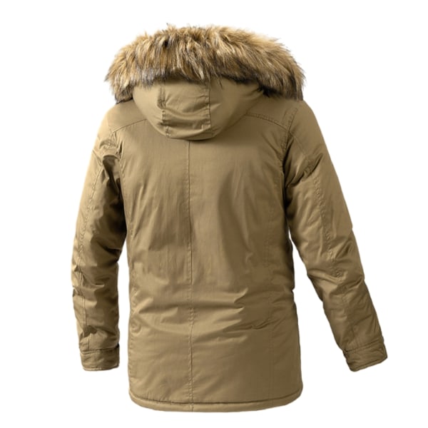 Herrar Militär Casual Lättviktsjackor med Huva Khaki XXXL