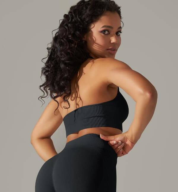 Solid Farvet Stræk Yoga Tøj Black M