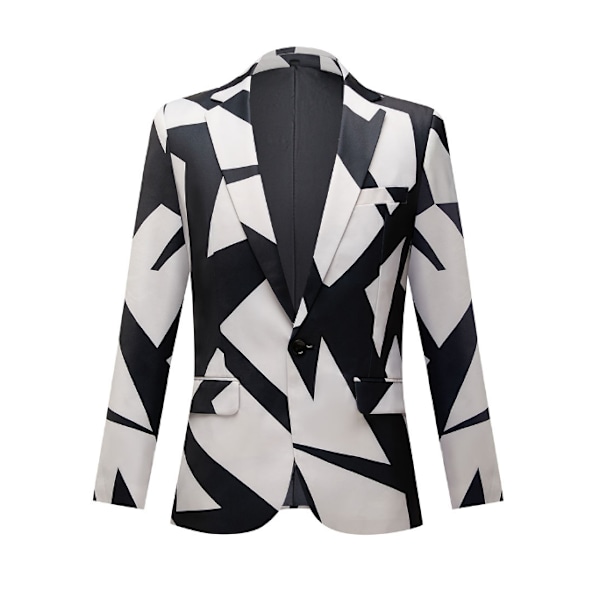 Herrmode Slim Fit Casual Print Kostymjacka Blazer L