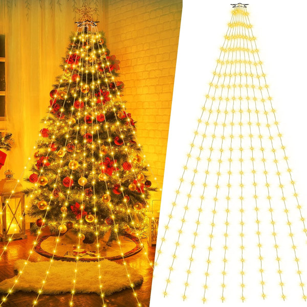 Vannfallsjulelys med 8 moduser for juletrær Warm Light