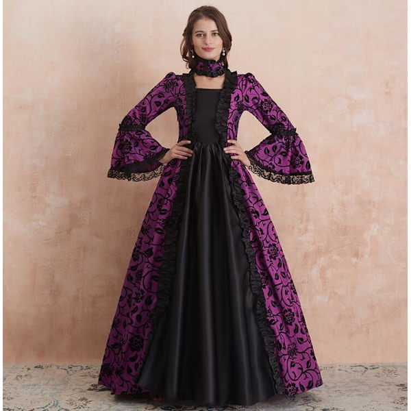 Naisten Trompettihärkähihainen Gootti Retromekko Purple M