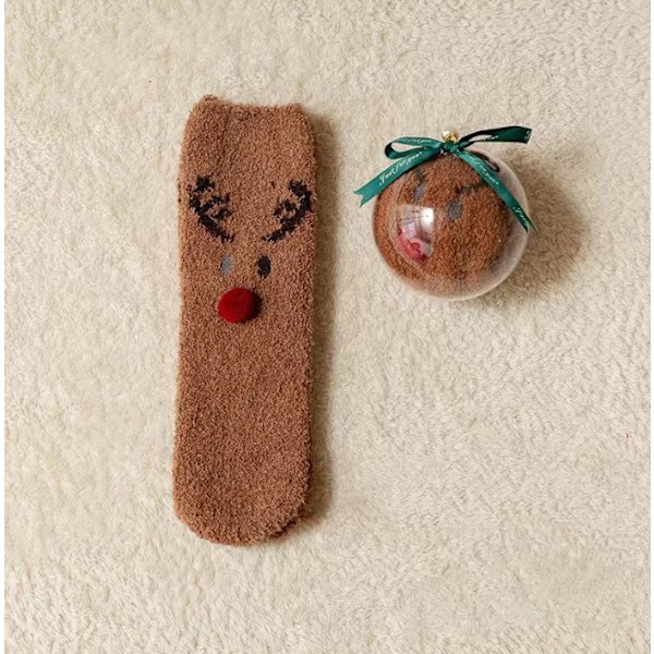 Fuzzy strumpor för kvinnor tonårsflickor jul fleece strumpor coffee
