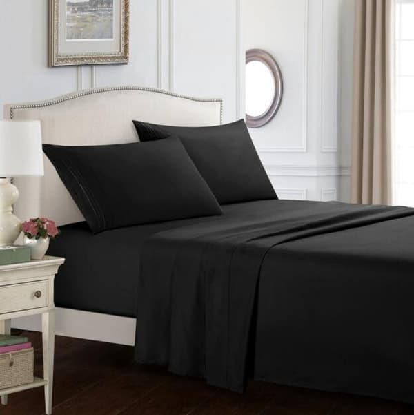 Supermjukt Sängset i Enfärgad Design för Sovrummet Black FUll
