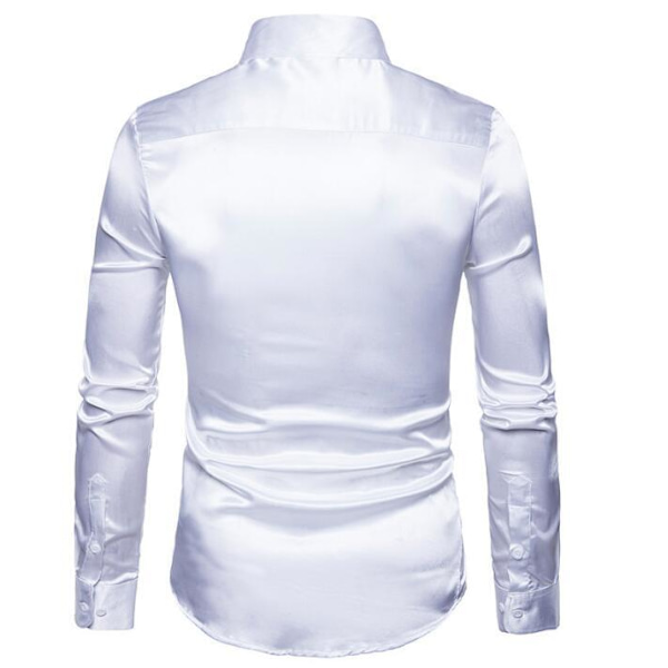 Casual enfärgad glänsande långärmad tröja för män White m