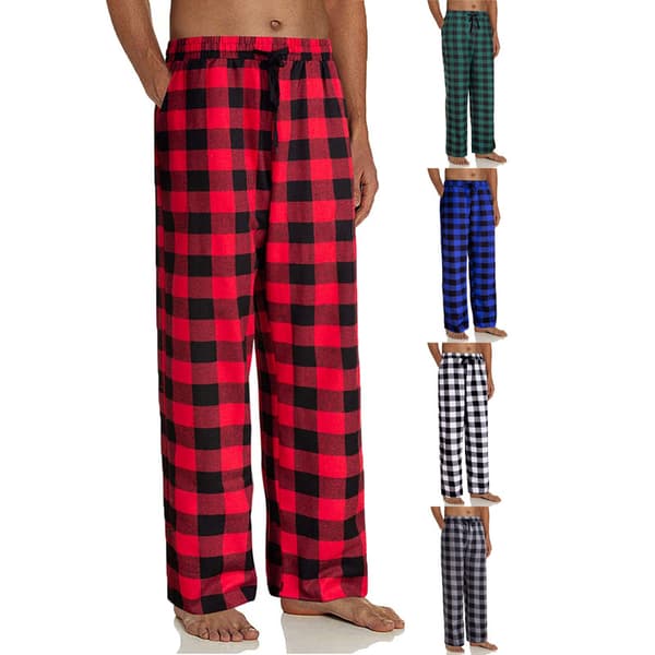 Mænds Plaid Pyjamasbukser, Bløde Lounge Pyjamasbukser med Lommer Grey S