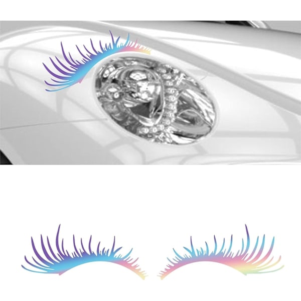 2 Par Eyelashes Bilstrålkastardekaler Colorful Laser