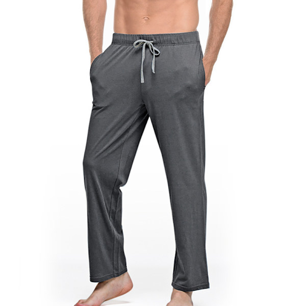 Pyjamasbyxor i bomull för män med fickor Grey M